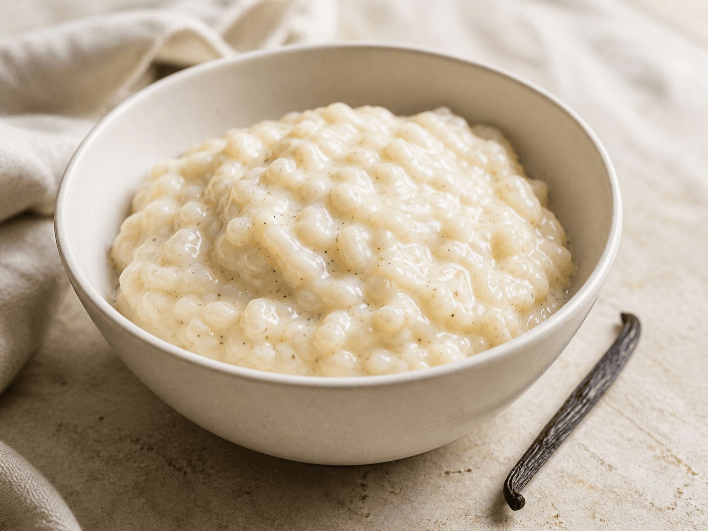 Riz au lait à la vanille, présentation du plat terminé